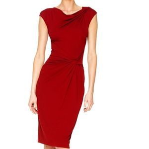 MICHAEL KORS Twist Knot Draped Cowl Neck Dress Red Medium